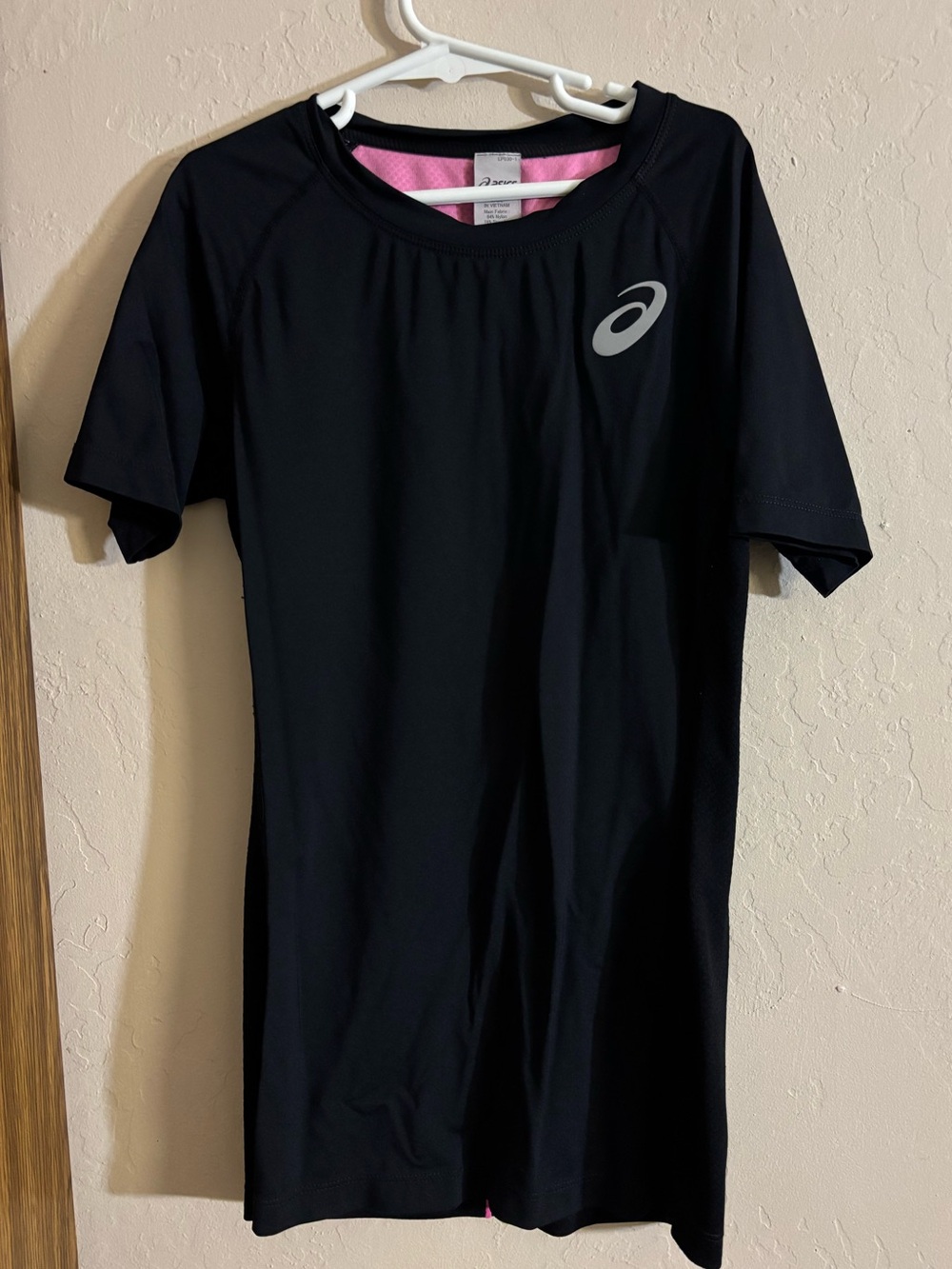 ASICS Black Tee with Pink Trim